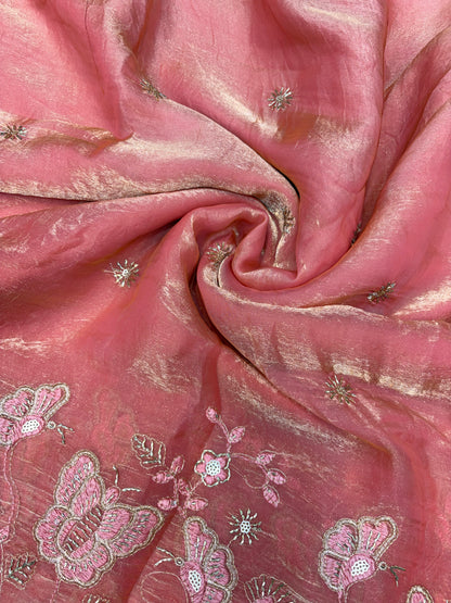 Beautiful Space Silk butterfly design 🦋beats work 44inch width Sare, lehengas , duppats , gowns, kurti , Anarkali’s