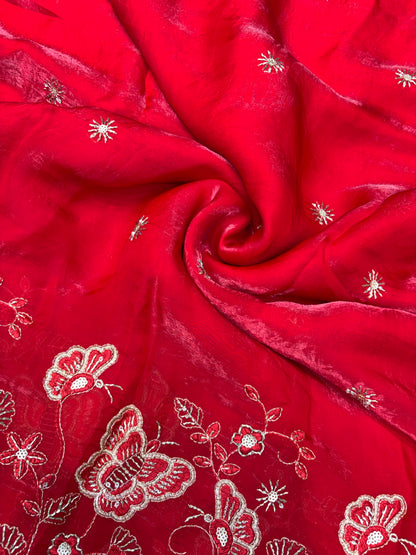 Beautiful Space Silk butterfly design 🦋beats work 44inch width Sare, lehengas , duppats , gowns, kurti , Anarkali’s