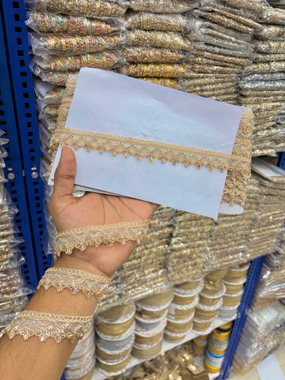 Exclusive hand made lace border Bordering Sarees, Dupattas, Lehengas, Kurtis, and Anarkalis.  (Pack of 9 meter ) ROSE GOLD