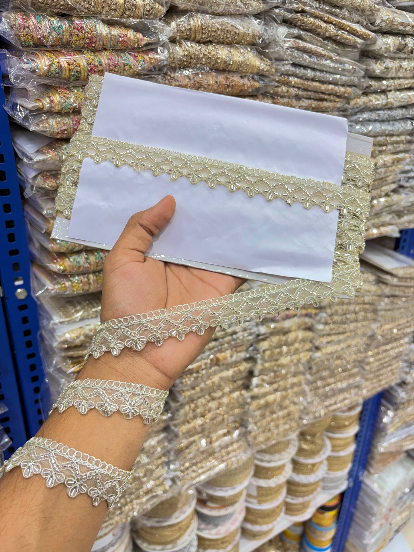 Exclusive hand made lace border Bordering Sarees, Dupattas, Lehengas, Kurtis, and Anarkalis.  (Pack of 9 meter )