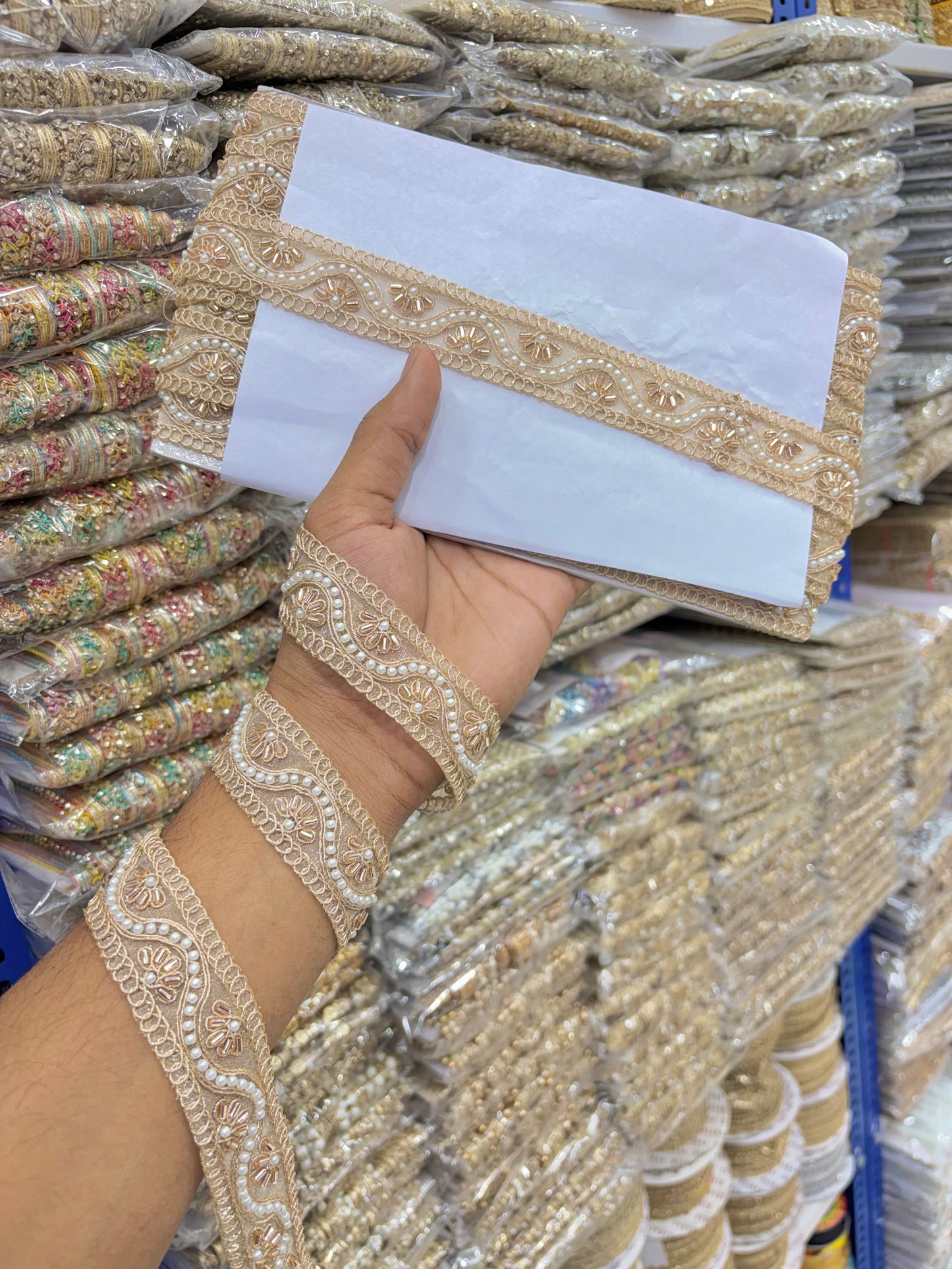 Exclusive hand made lace border Bordering Sarees, Dupattas, Leheng ROSE GOLD