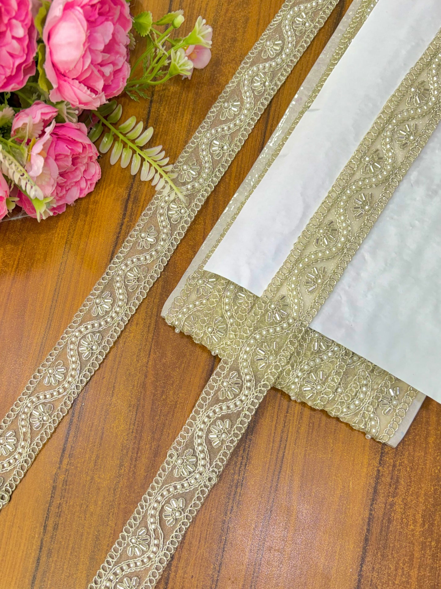 Exclusive hand made lace border Bordering Sarees, Dupattas, Lehengas, Kurtis, and Anarkalis.  (Pack of 9 meter )