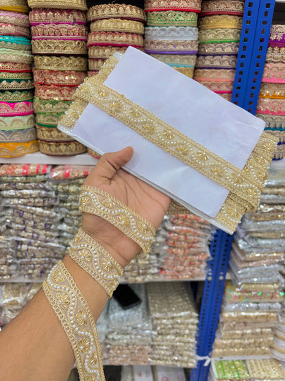 Exclusive hand made lace border Bordering Sarees, Dupattas, Lehengas, Kurtis, and Anarkalis.  (Pack of 9 meter )