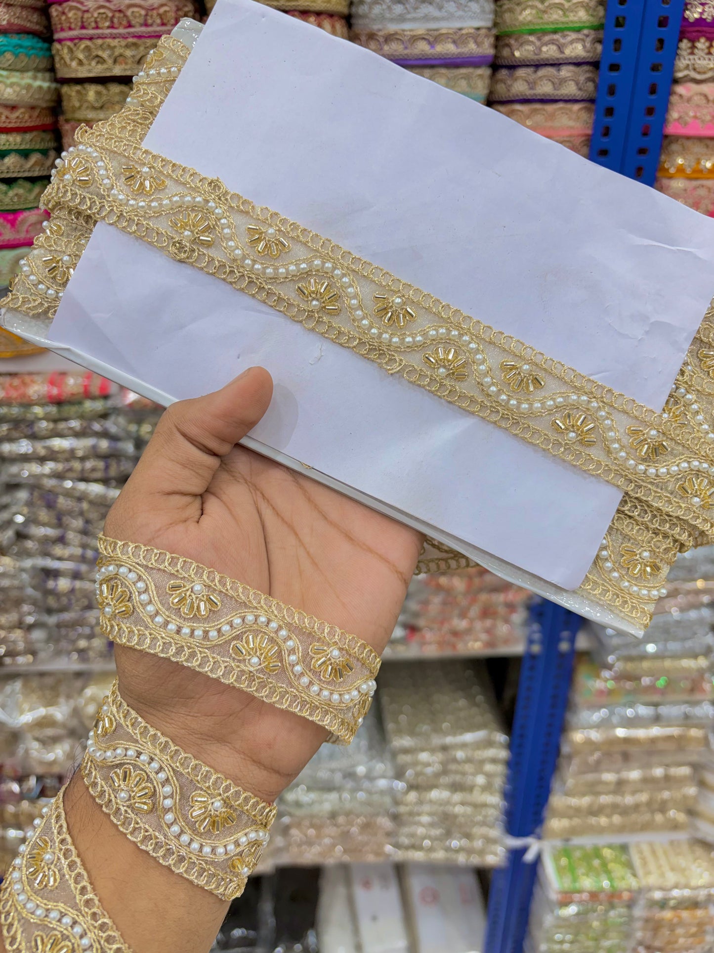 Exclusive hand made lace border Bordering Sarees, Dupattas, Lehengas, Kurtis, and Anarkalis.  (Pack of 9 meter )