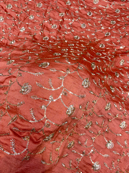 Vichitra Silk Fabric with all over beats work 44inch width