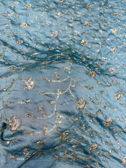 Vichitra Silk Fabric with all over beats work 44inch width