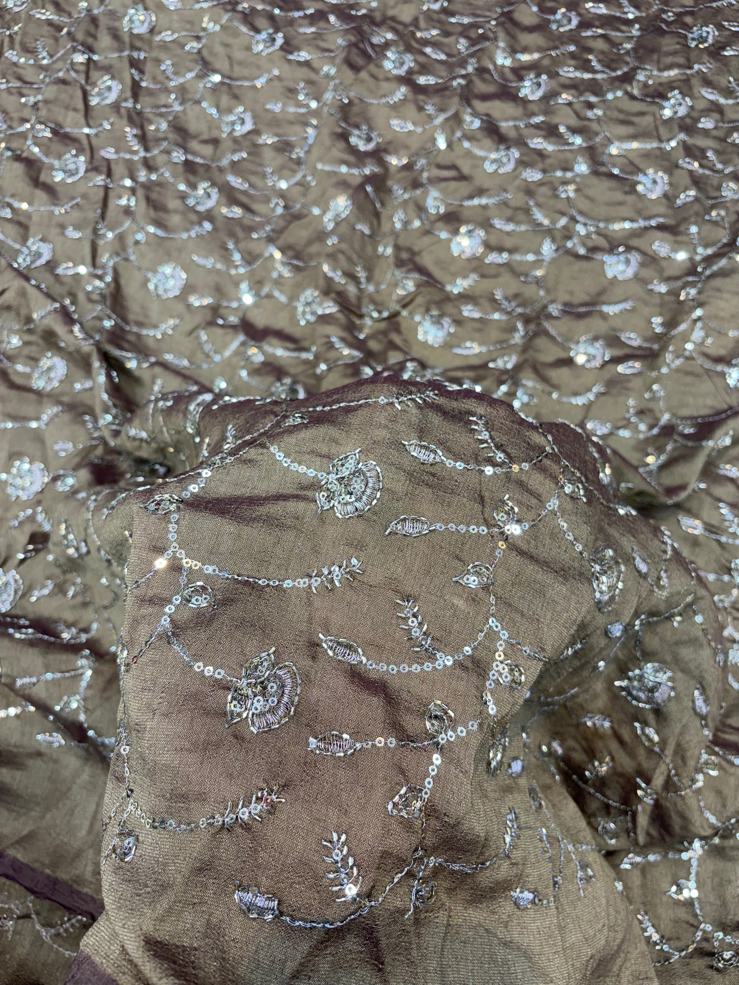 Vichitra Silk Fabric with all over beats work 44inch width