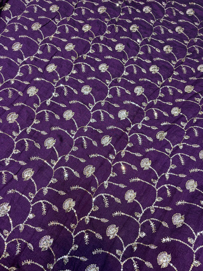 Vichitra Silk Fabric with all over beats work 44inch width
