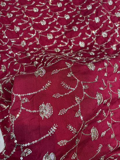 Vichitra Silk Fabric with all over beats work 44inch width