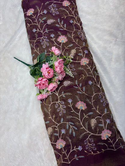 🌸💐Royal premium beats with 🪡🧵 Embroidered Tissue Fabric purple