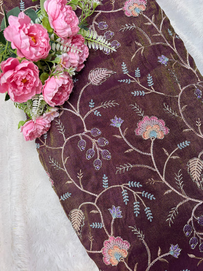 🌸💐Royal premium beats with 🪡🧵 Embroidered Tissue Fabric purple