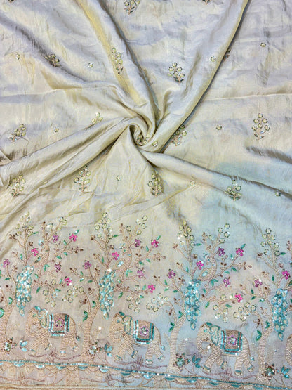 Premium Celestia Viscose Tissue Handwork Fabric 54inch width ( Dyble ) ✅