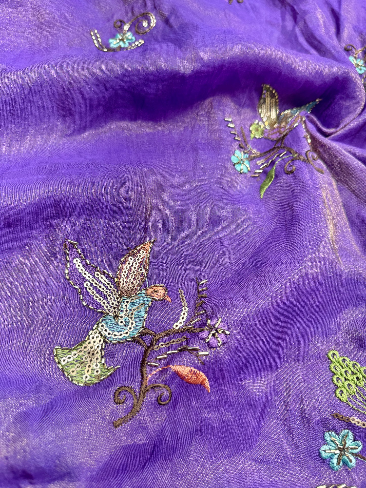 Beautiful Pure Tissue Cutwork Border with Bead Work – 45 Inch Width