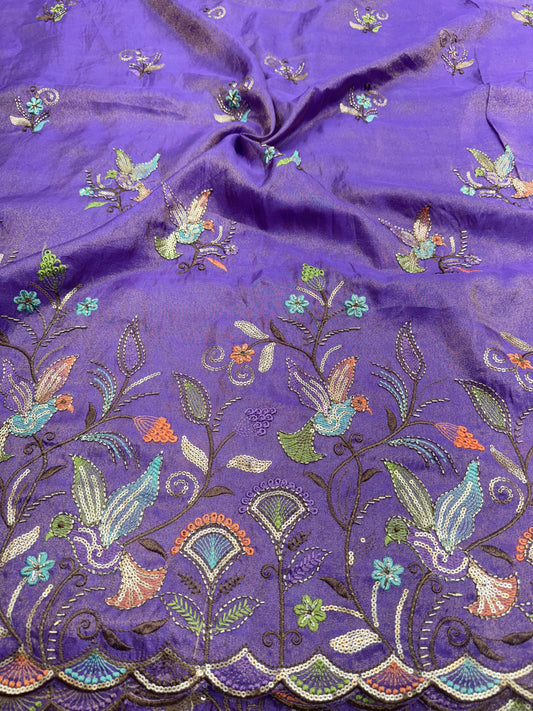 Beautiful Pure Tissue Cutwork Border with Bead Work – 45 Inch Width