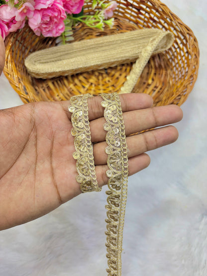 Pastel Bloom Sequin Embroidered Lace Border Sare ,Lehenga, Anarkali, pack of 9 meter