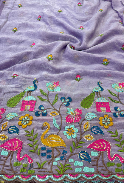 💕Beautiful 🦚 peacock Desing fendy fabric border flamingo fabrics 44-45inch width