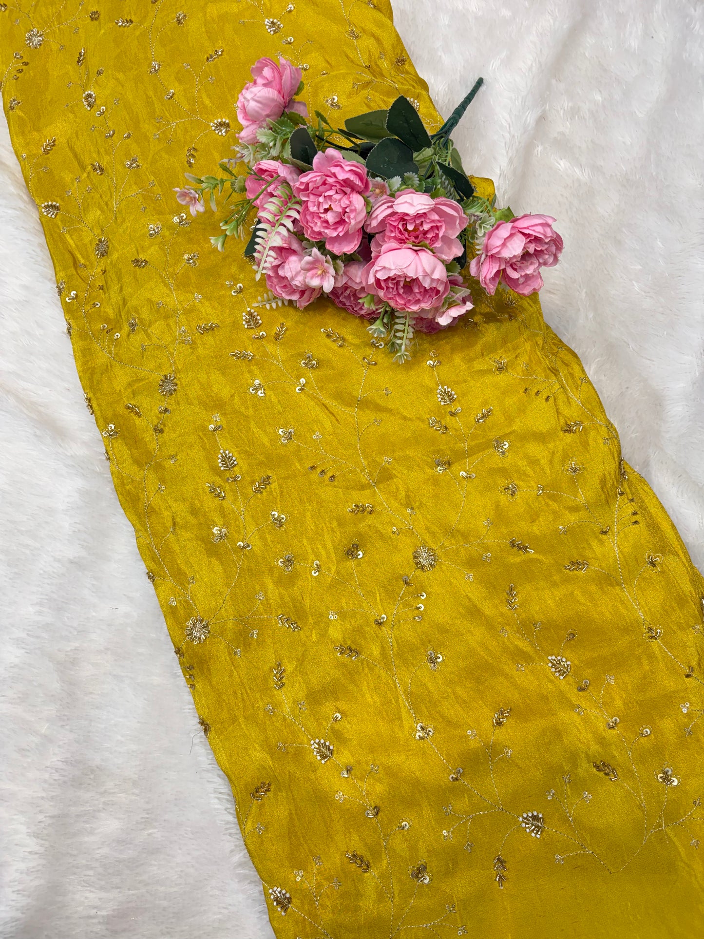 😍Royal Handwork viscouse Tissue Silk Fabric 44inch width