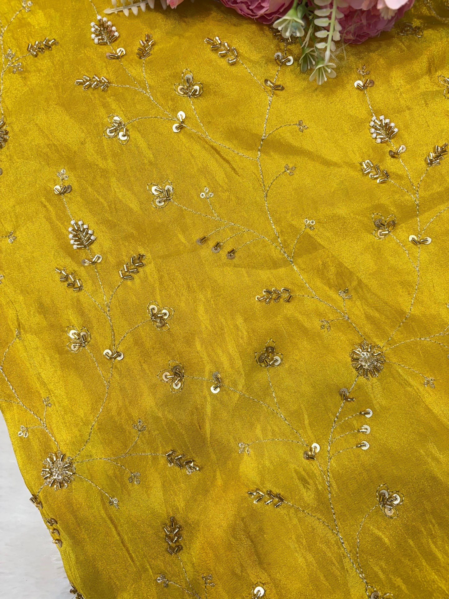 😍Royal Handwork viscouse Tissue Silk Fabric 44inch width