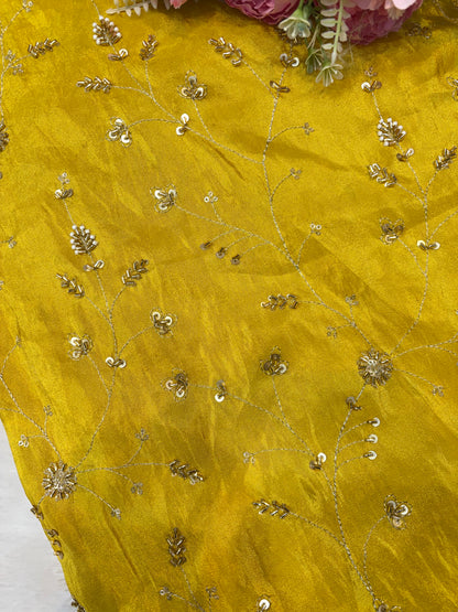 😍Royal Handwork viscouse Tissue Silk Fabric 44inch width