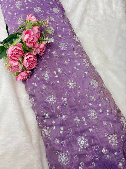 😍Royal Handwork viscouse Tissue Silk Fabric 44inch width