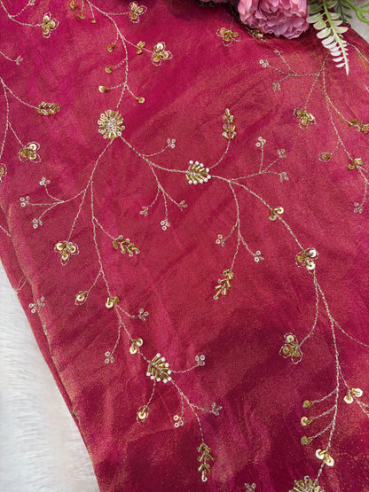 😍Royal Handwork viscouse Tissue Silk Fabric 44inch width