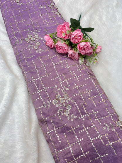 😍Royal Handwork viscouse Tissue Silk Fabric 44inch width