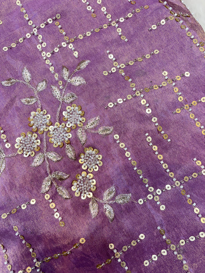 😍Royal Handwork viscouse Tissue Silk Fabric 44inch width