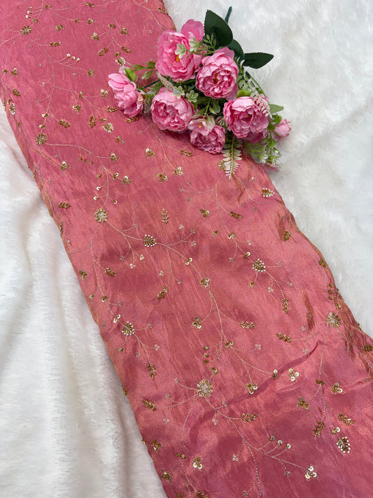 😍Royal Handwork viscouse Tissue Silk Fabric 44inch width