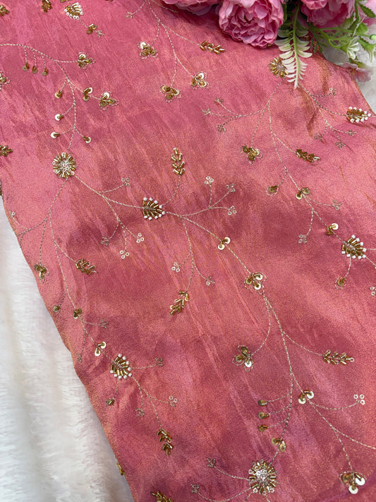 😍Royal Handwork viscouse Tissue Silk Fabric 44inch width