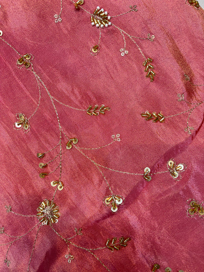 😍Royal Handwork viscouse Tissue Silk Fabric 44inch width