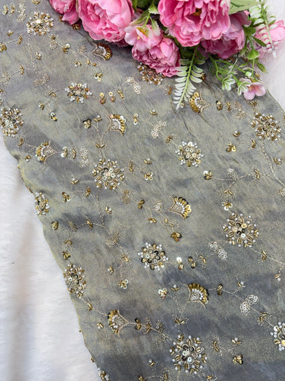 😍Royal Handwork viscouse Tissue Silk Fabric 44inch width