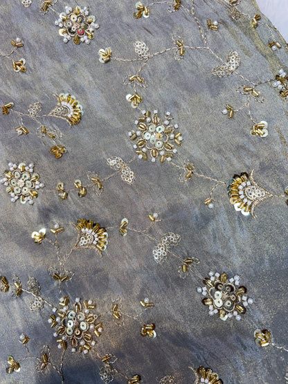 😍Royal Handwork viscouse Tissue Silk Fabric 44inch width