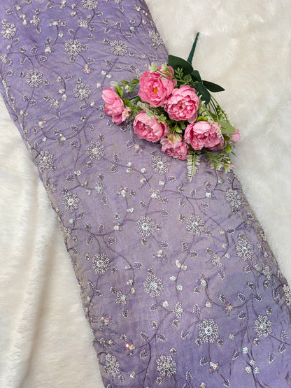 😍Royal Handwork viscouse Tissue Silk Fabric 44inch width