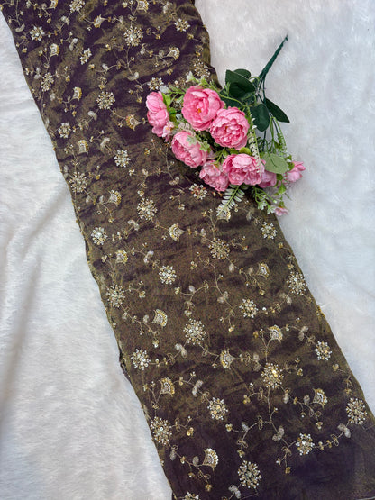 😍Royal Handwork viscouse Tissue Silk Fabric 44inch width