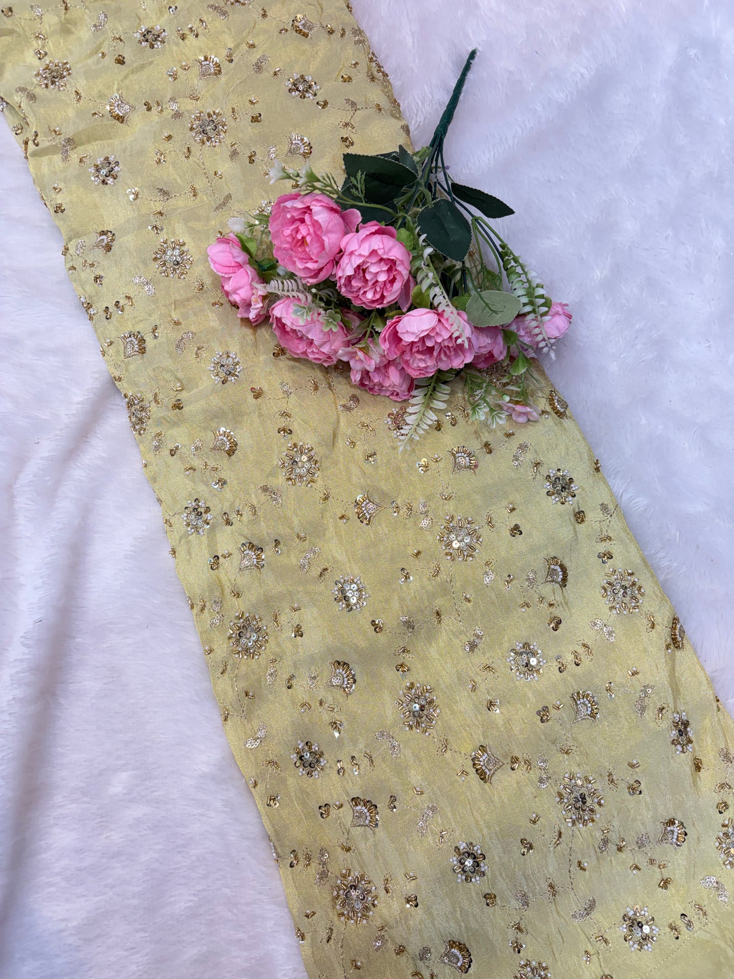 😍Royal Handwork viscouse Tissue Silk Fabric 44inch width