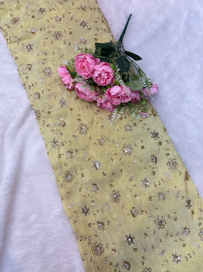 😍Royal Handwork viscouse Tissue Silk Fabric 44inch width