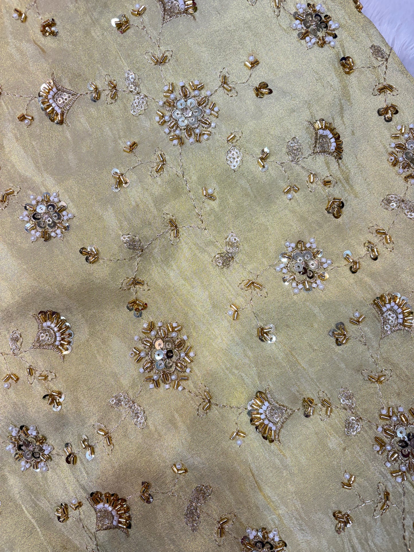 😍Royal Handwork viscouse Tissue Silk Fabric 44inch width