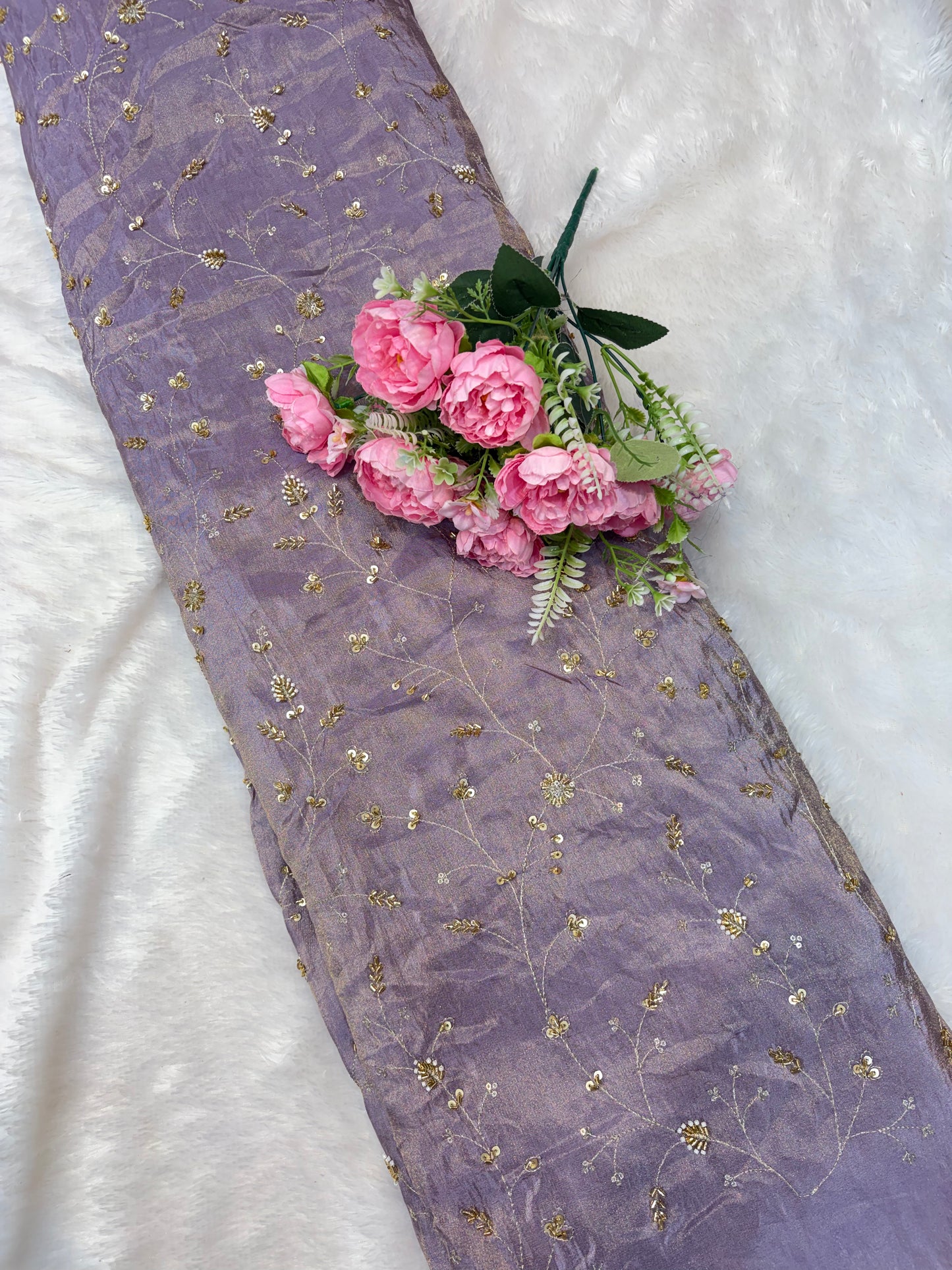 😍Royal Handwork viscouse Tissue Silk Fabric 44inch width
