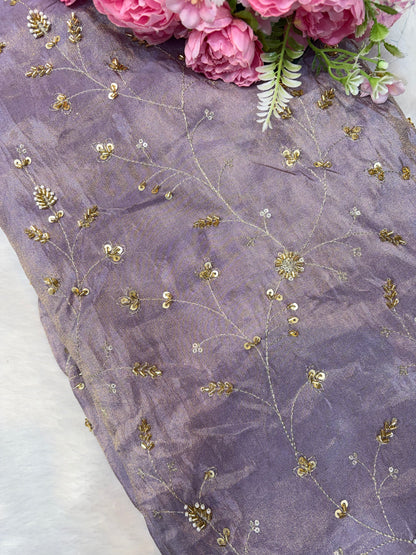 😍Royal Handwork viscouse Tissue Silk Fabric 44inch width