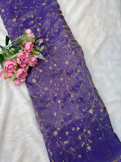 😍Royal Handwork viscouse Tissue Silk Fabric 44inch width