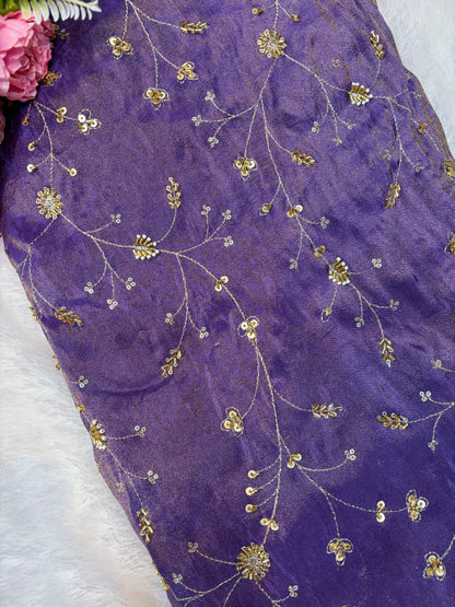 😍Royal Handwork viscouse Tissue Silk Fabric 44inch width