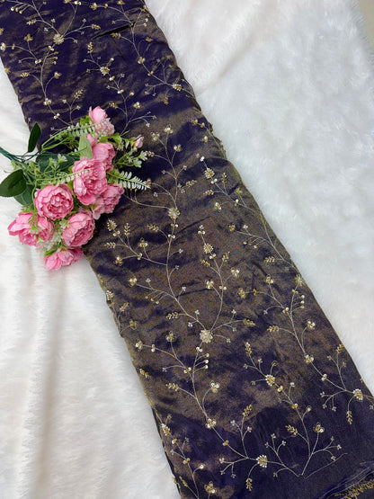 😍Royal Handwork viscouse Tissue Silk Fabric 44inch width