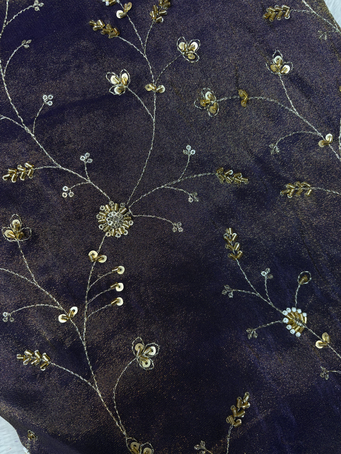 😍Royal Handwork viscouse Tissue Silk Fabric 44inch width