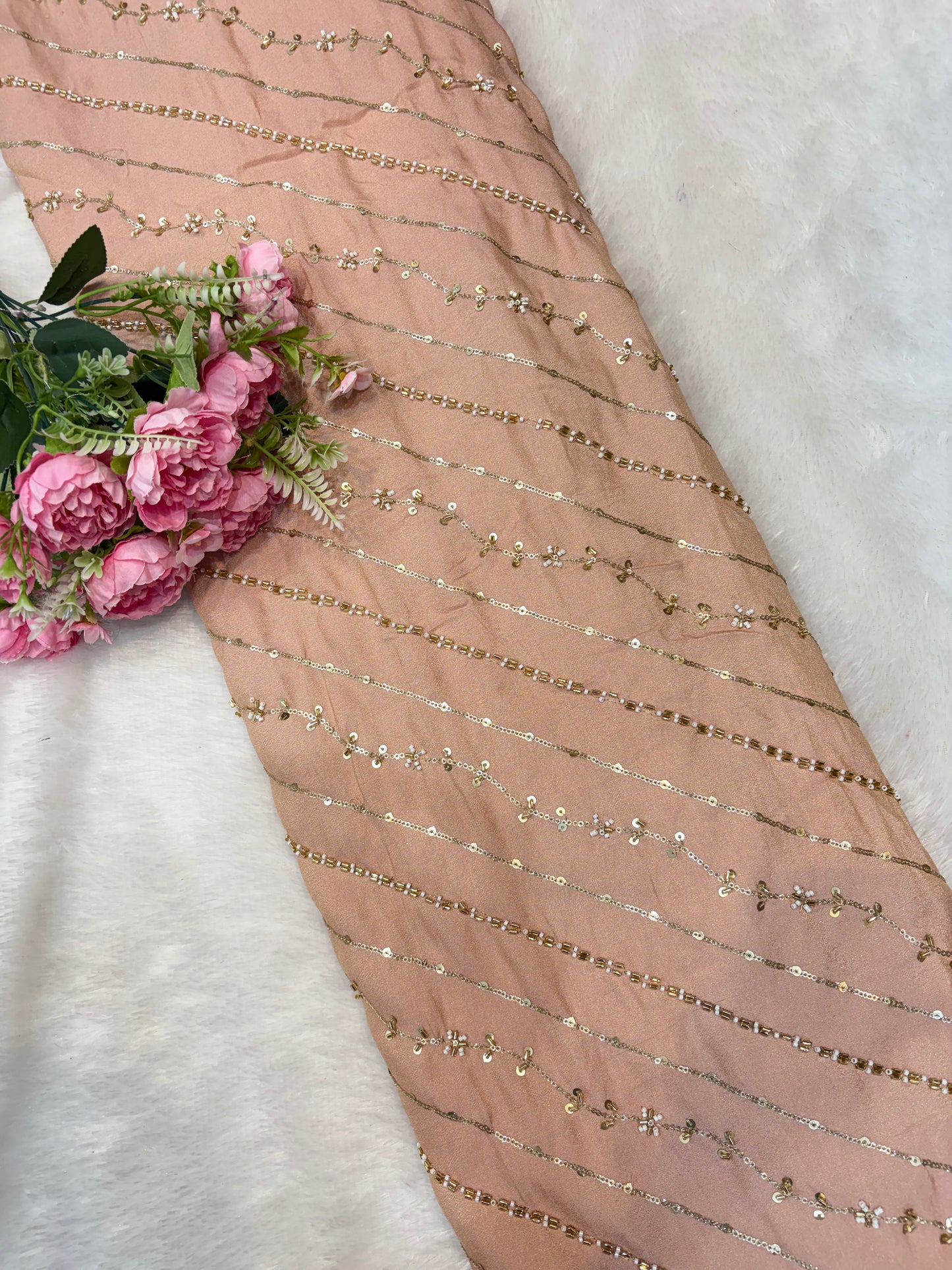 😍Royal Handwork viscouse Tissue Silk Fabric 44inch width