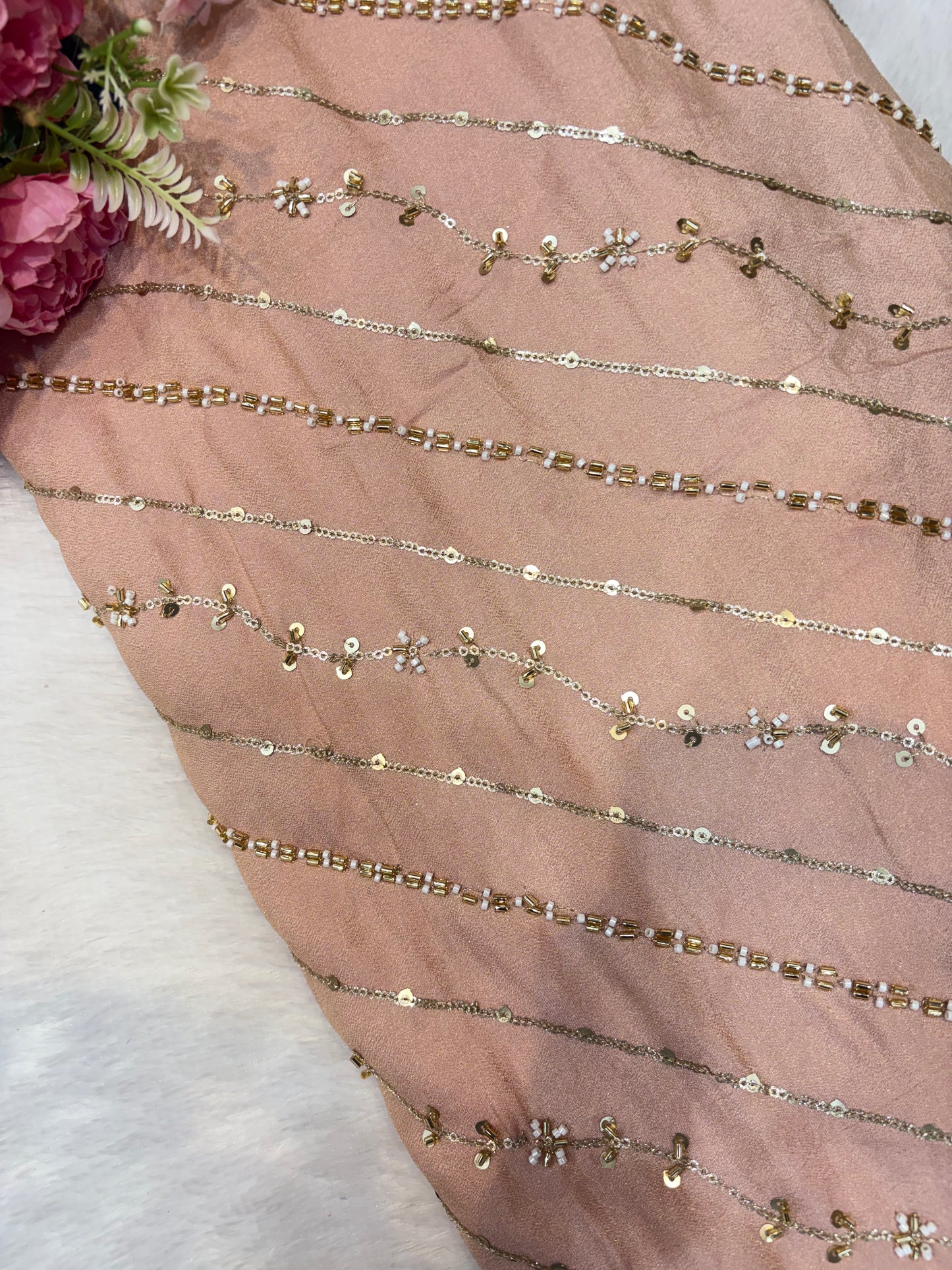 😍Royal Handwork viscouse Tissue Silk Fabric 44inch width