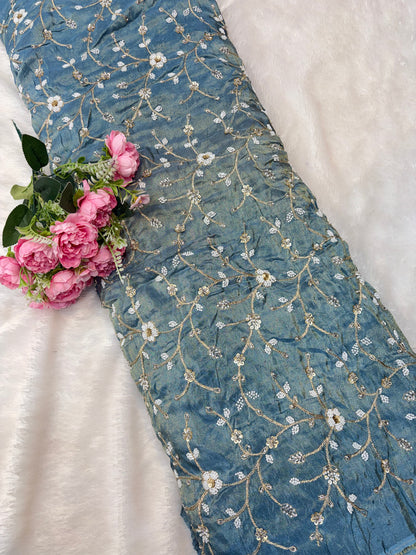 😍Royal Handwork viscouse Tissue Silk Fabric 44inch width