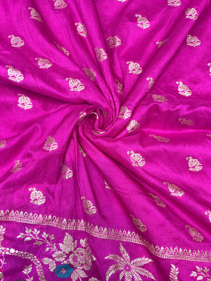 Paitanick 🥰Banarasi Silk Fabric with Embroidery Border 44-45 inch width😍 meter wise