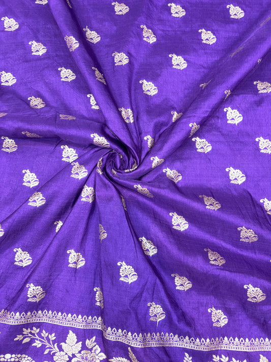 Paitanick 🥰Banarasi Silk Fabric with Embroidery Border 44-45 inch width😍 meter wise