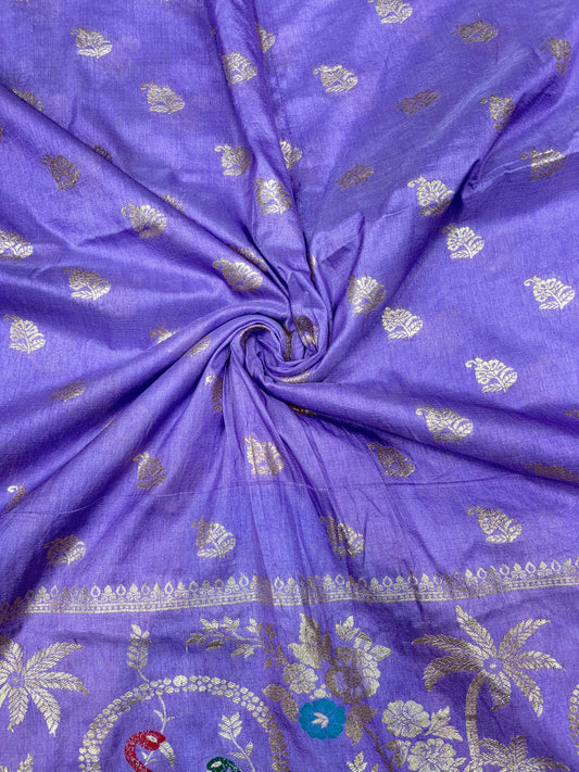 Paitanick 🥰Banarasi Silk Fabric with Embroidery Border 44-45 inch width😍 meter wise