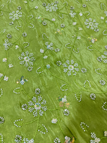 Viscouse tissu premium Luxury handwork cutdana work  Sequins Fabric 45Inch width